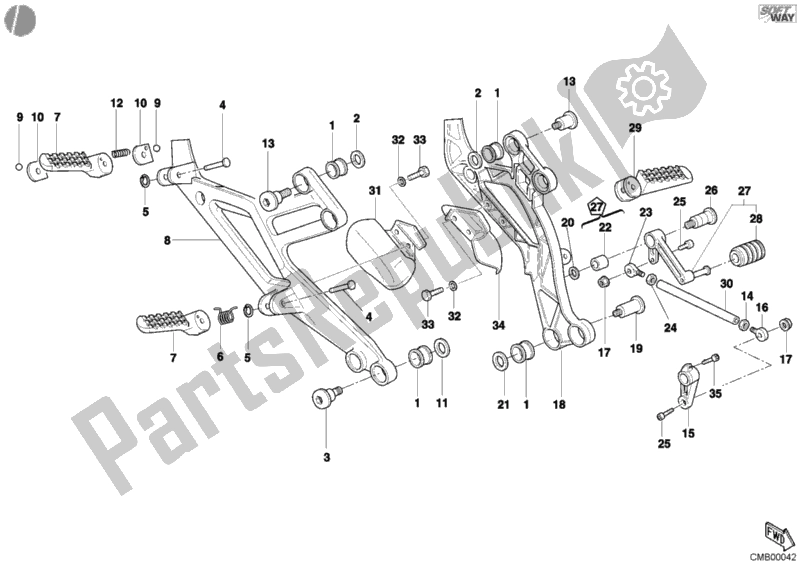 Todas as partes de Apoio Para Os Pés do Ducati Monster S4 916 2002