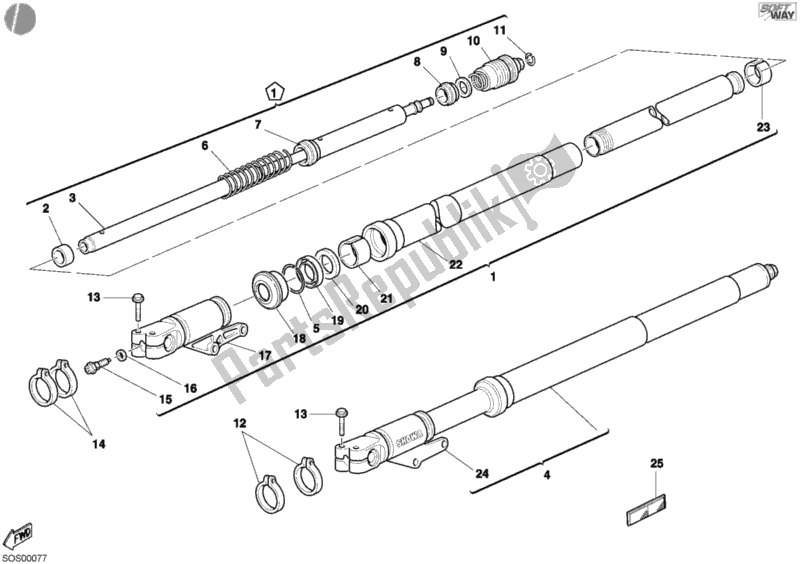 Tutte le parti per il Forcella Anteriore del Ducati Monster S4 916 2002