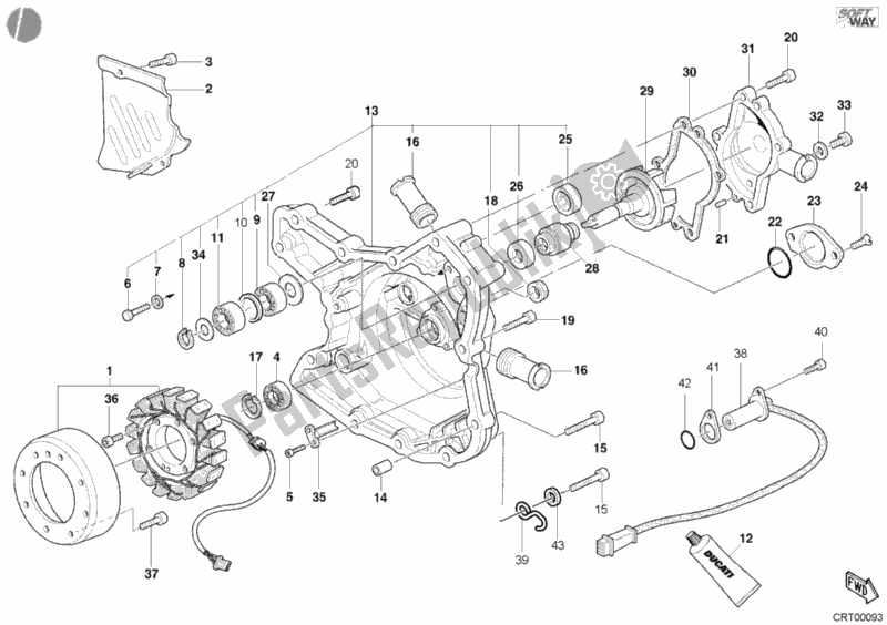 Alle onderdelen voor de Generatorafdekking - Waterpomp van de Ducati Monster S4 916 2002