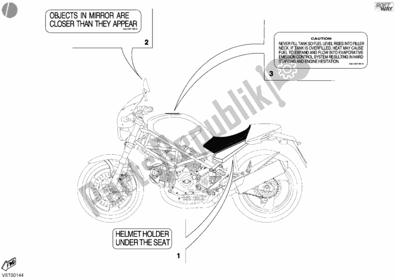 Tutte le parti per il Etichette Di Avvertimento Usa del Ducati Monster S4 916 2002