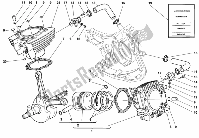 Alle onderdelen voor de Cilinder - Zuiger van de Ducati Sport ST2 944 1997