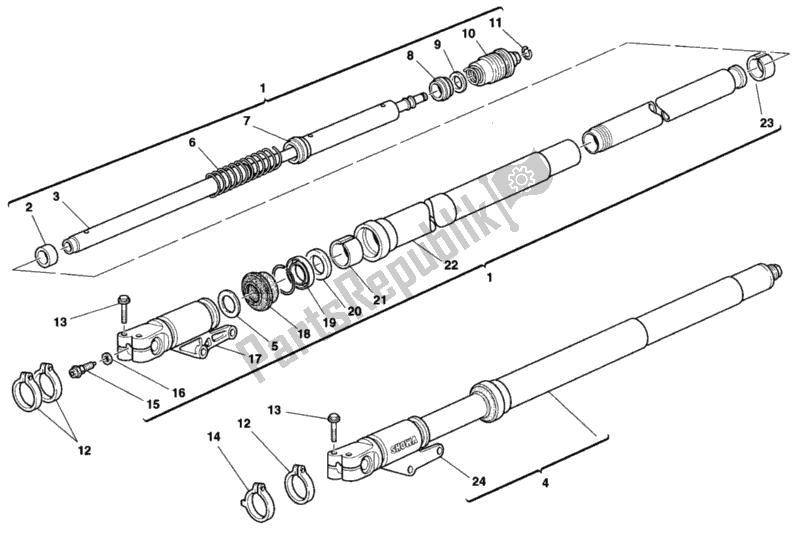 Tutte le parti per il Forcella Anteriore del Ducati Sport ST2 944 1997