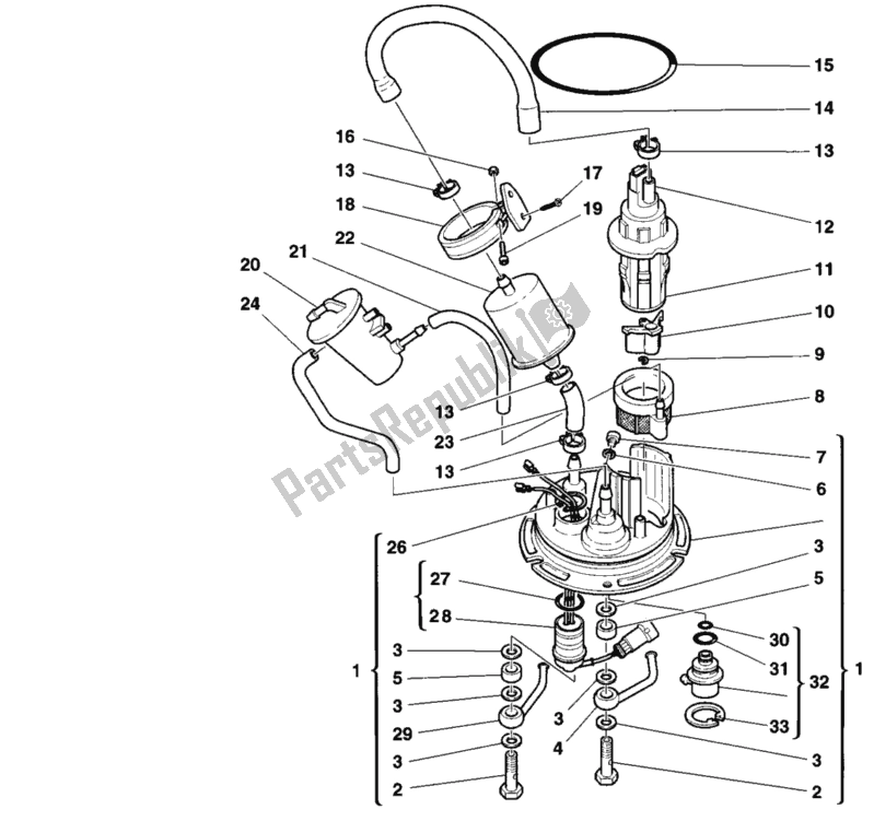 Alle onderdelen voor de Benzine Pomp van de Ducati Sport ST2 944 1997