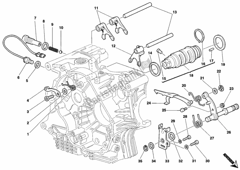 All parts for the Gear Change Mechanism of the Ducati Sport ST2 944 1997