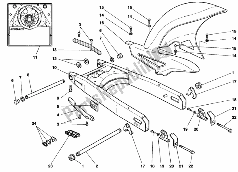 Tutte le parti per il Forcellone del Ducati Sport ST2 944 1997