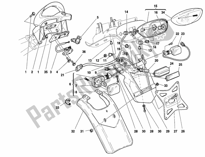 Alle onderdelen voor de Achterlicht van de Ducati Sport ST2 944 1997