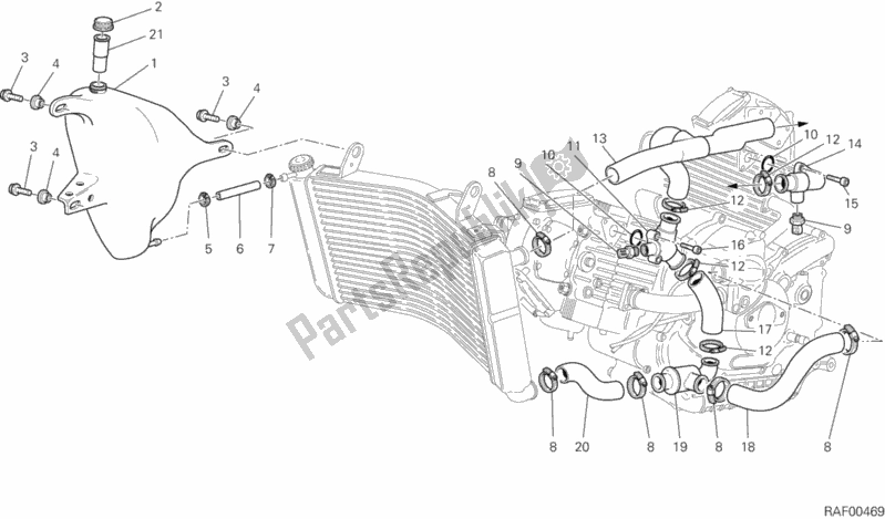 All parts for the Cooling Circuit of the Ducati Sport ST2 944 1998