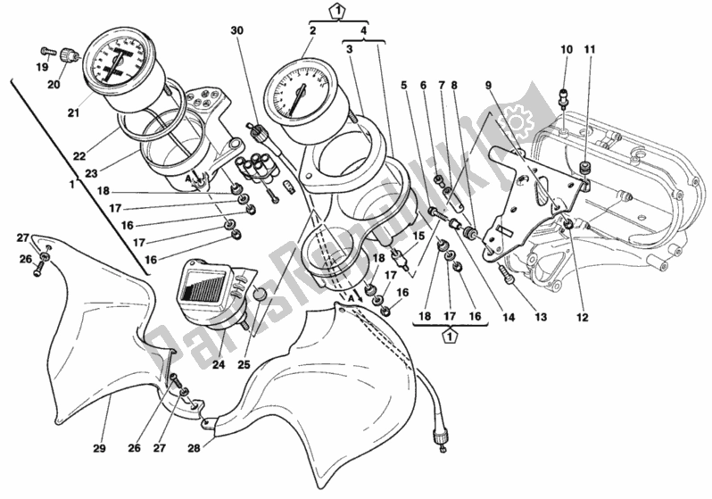 All parts for the Meter of the Ducati Sport ST2 944 1998