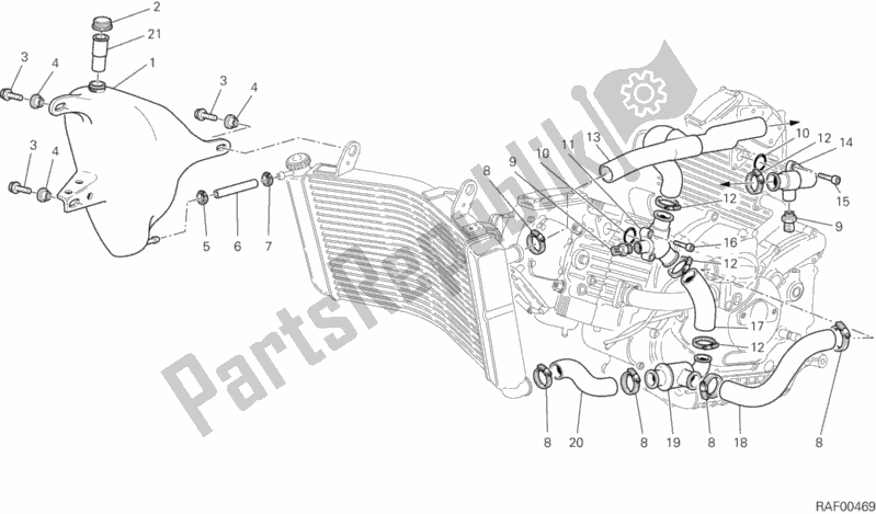 All parts for the Cooling Circuit of the Ducati Sport ST2 944 1999