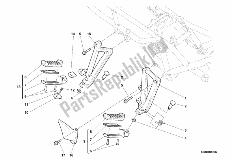 Todas las partes para Reposapiés, Derecha de Ducati Sport ST2 944 1999