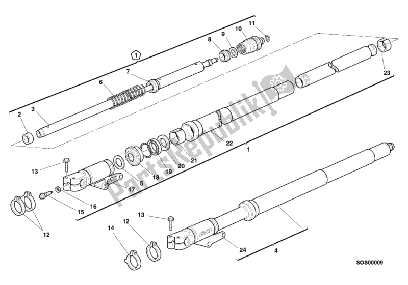 Todas las partes para Tenedor Frontal de Ducati Sport ST2 944 1999