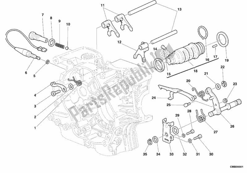 Alle onderdelen voor de Schakelmechanisme van de Ducati Sport ST2 944 1999