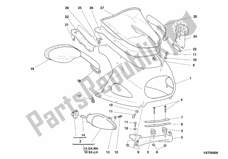 Todas las partes para Cubierta de Ducati Sport ST2 944 2000