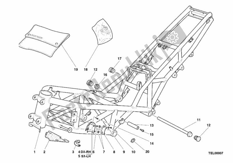 All parts for the Frame of the Ducati Sport ST2 944 2000