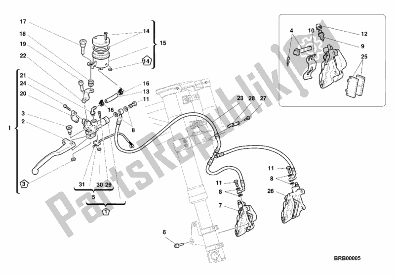 Todas las partes para Sistema De Freno Delantero de Ducati Sport ST2 944 2000