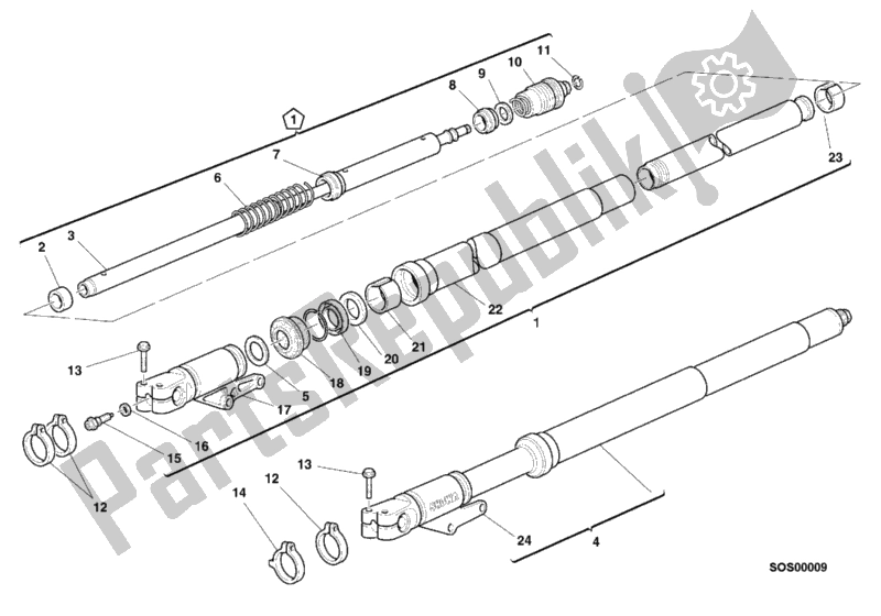 Tutte le parti per il Forcella Anteriore del Ducati Sport ST2 944 2000