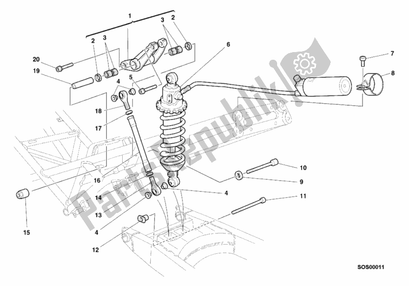 Todas las partes para Amortiguador Trasero de Ducati Sport ST2 944 2000