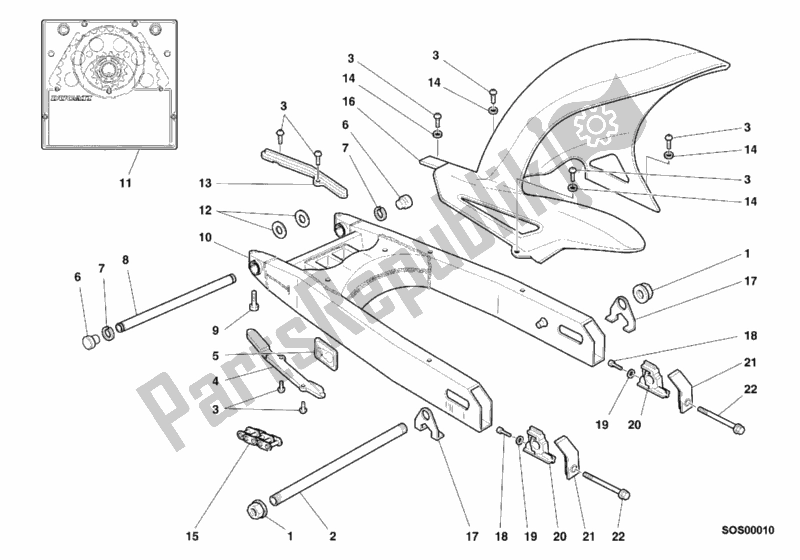 Tutte le parti per il Forcellone del Ducati Sport ST2 944 2000