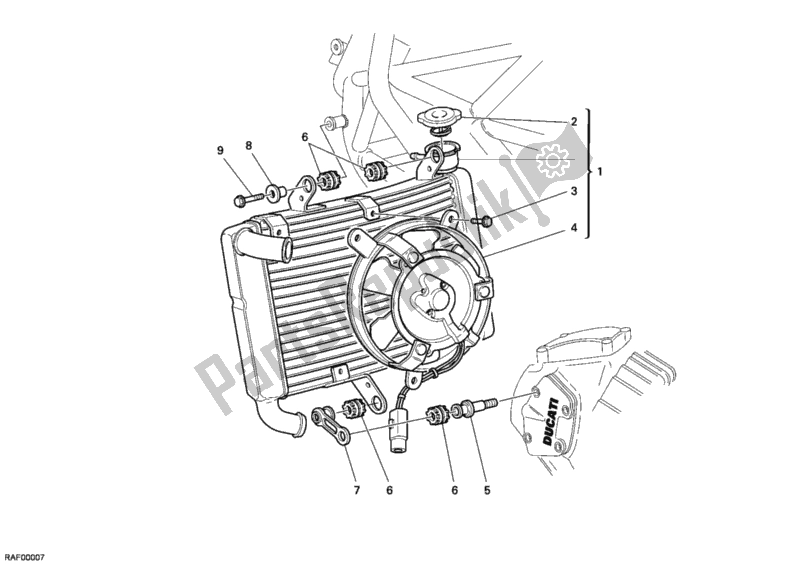 Todas las partes para Enfriador De Agua de Ducati Sport ST2 944 2000