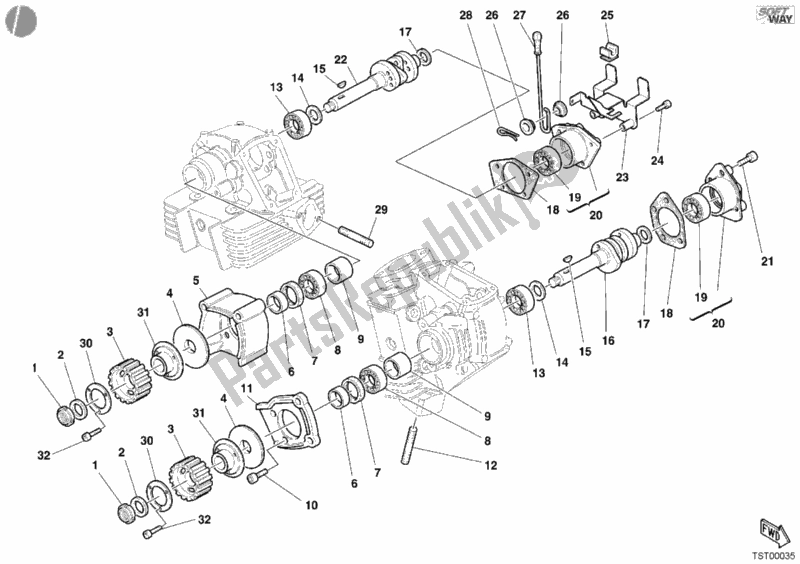 All parts for the Camshaft of the Ducati Sport ST2 944 2001