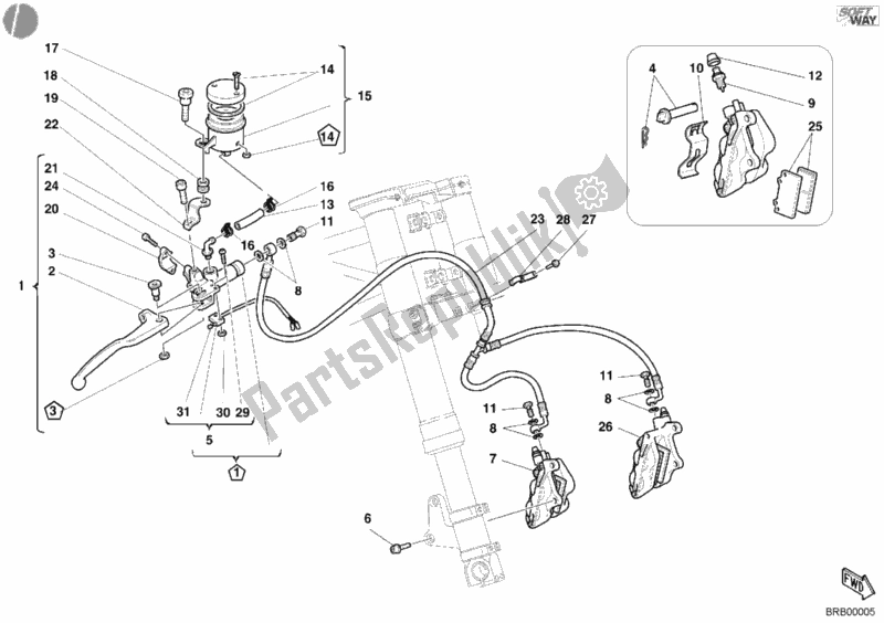 Tutte le parti per il Sistema Frenante Anteriore del Ducati Sport ST2 944 2001