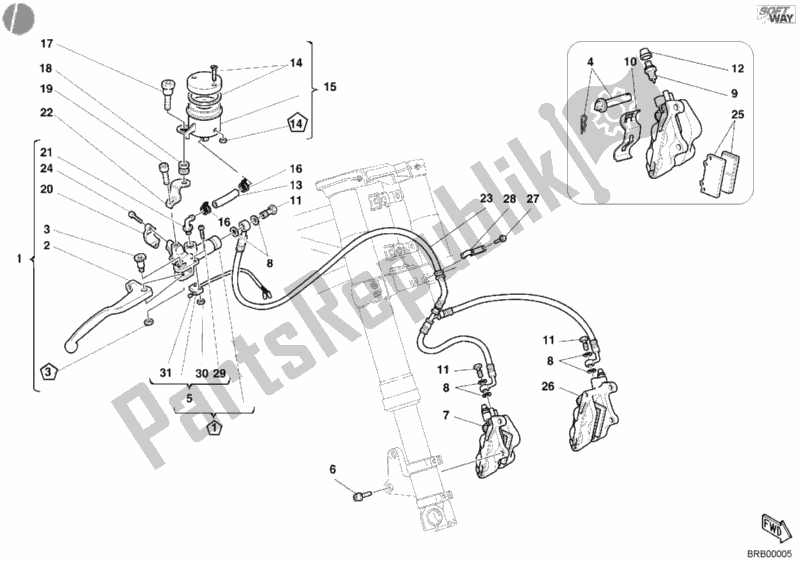 Todas las partes para Sistema De Freno Delantero de Ducati Sport ST2 944 2001