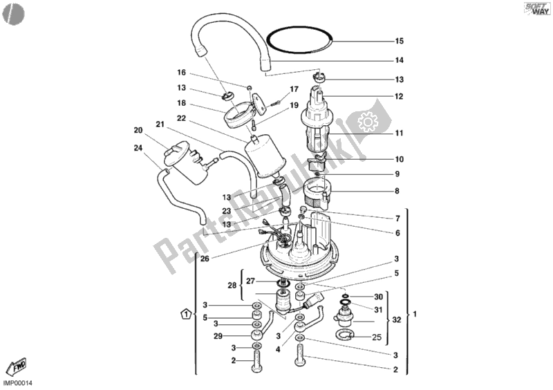 Alle onderdelen voor de Benzine Pomp van de Ducati Sport ST2 944 2001