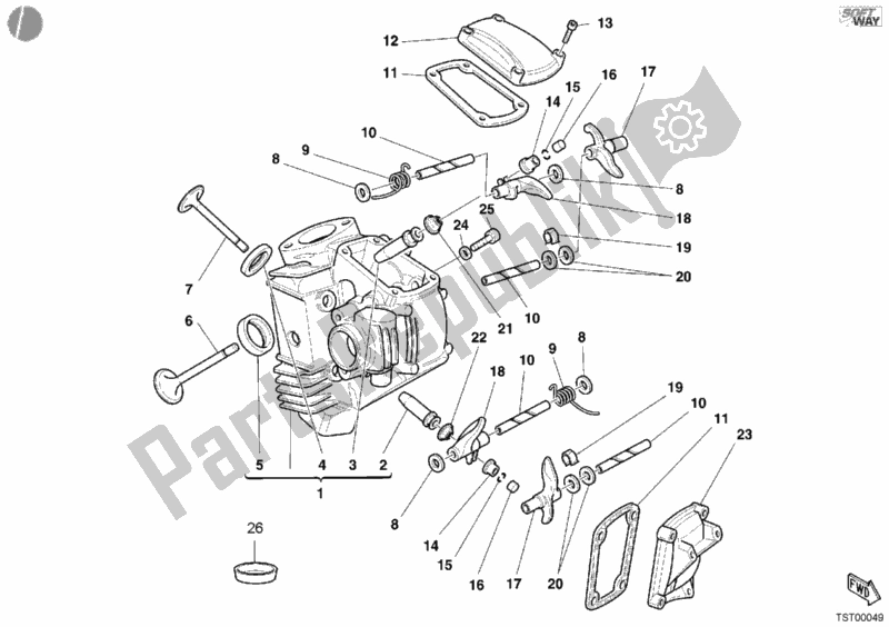 Tutte le parti per il Testata Orizzontale del Ducati Sport ST2 944 2001