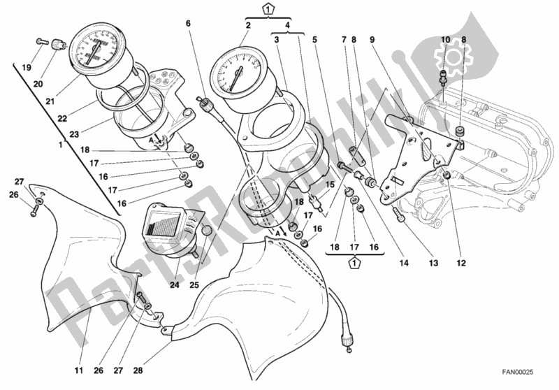 Alle onderdelen voor de Meter van de Ducati Sport ST2 944 2001