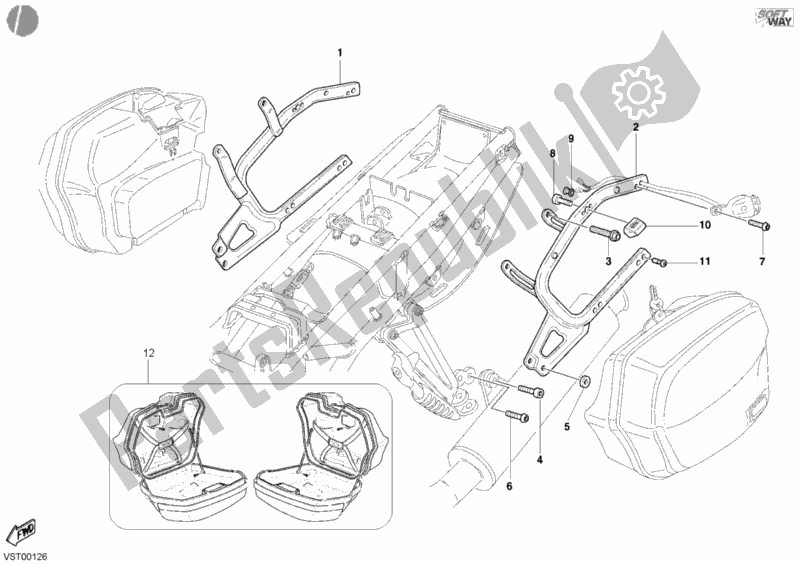 Tutte le parti per il Elementi Di Fissaggio Per Borse Laterali del Ducati Sport ST2 944 2001