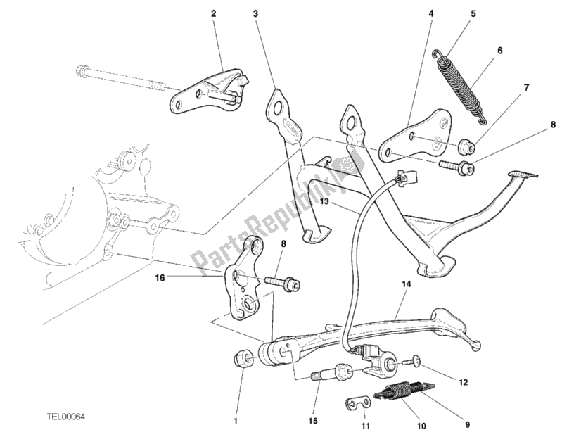 Tutte le parti per il Cavalletto Laterale del Ducati Sport ST2 944 2001