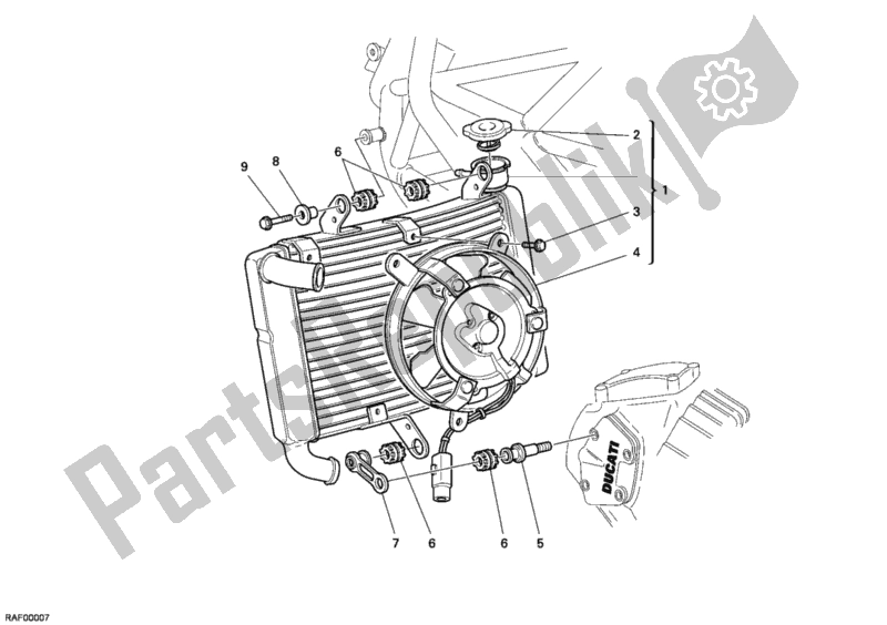 Tutte le parti per il Refrigeratore D'acqua del Ducati Sport ST2 944 2001