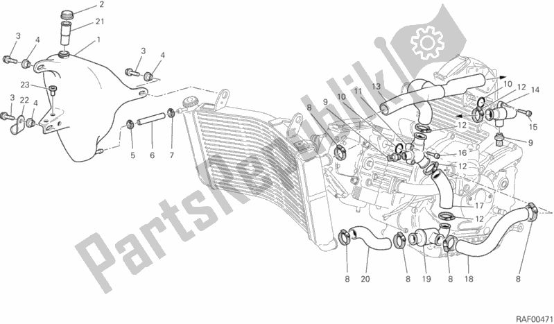 All parts for the Cooling Circuit of the Ducati Sport ST2 944 2002