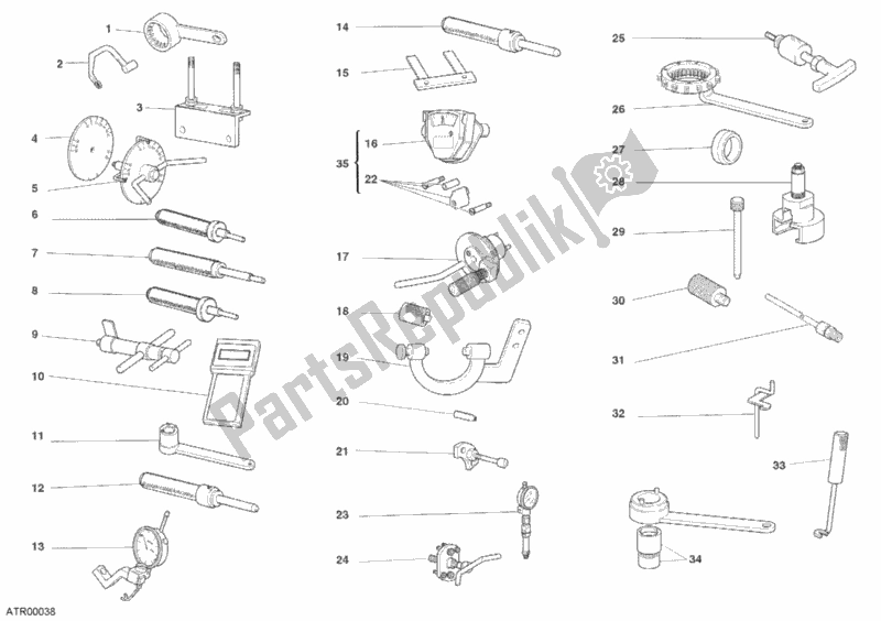Todas las partes para Herramientas De Servicio De Taller, Motor de Ducati Sport ST2 944 2002