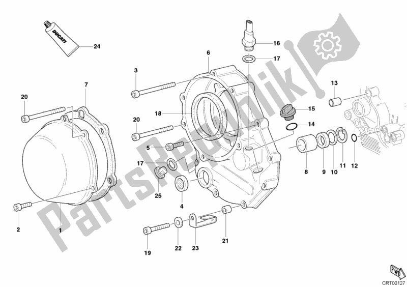 All parts for the Clutch Cover of the Ducati Sport ST2 944 2003