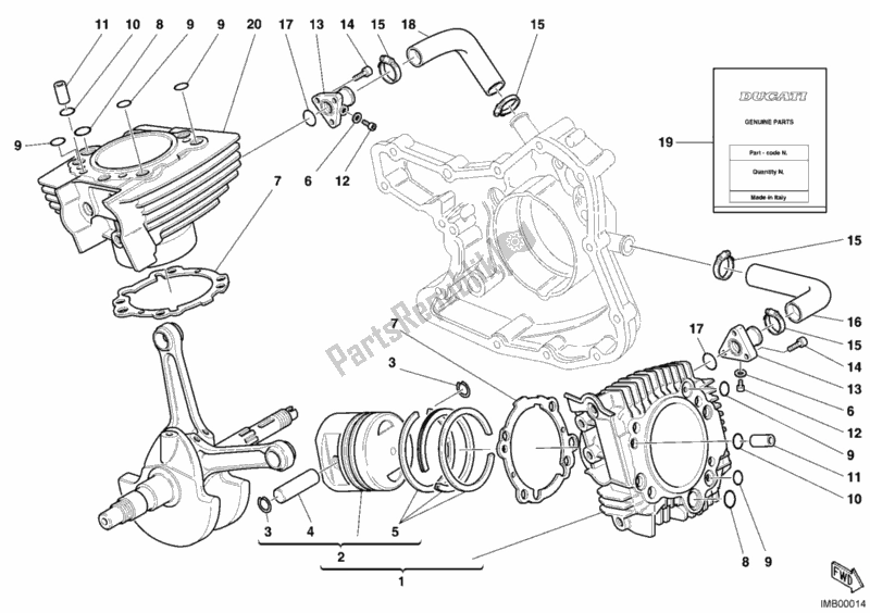 Tutte le parti per il Cilindro - Pistone del Ducati Sport ST2 944 2003