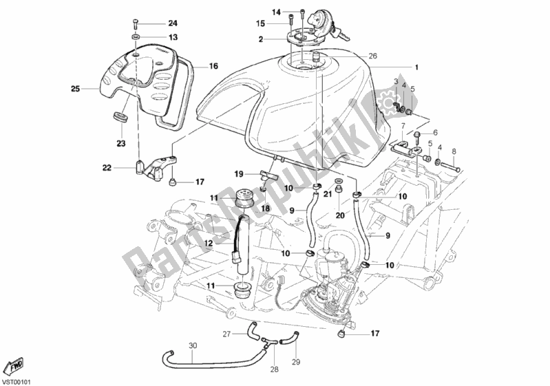 Todas las partes para Depósito De Combustible de Ducati Sport ST2 944 2003