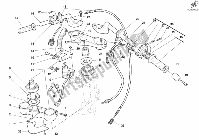 Tutte le parti per il Manubrio del Ducati Sport ST2 944 2003