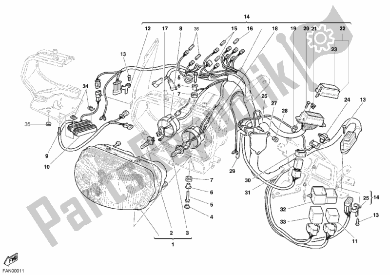 Todas las partes para Faro de Ducati Sport ST2 944 2003