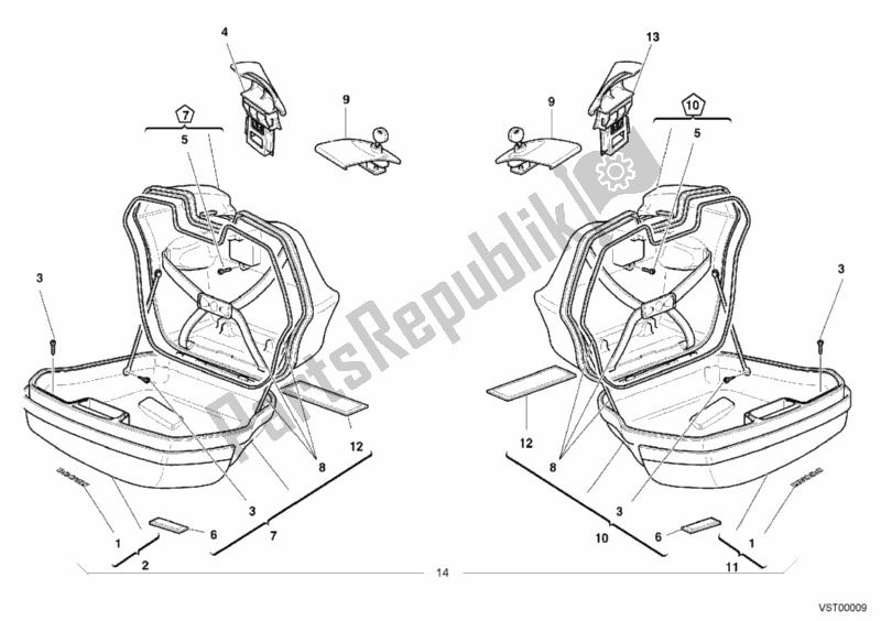 Todas las partes para Maletas Laterales de Ducati Sport ST2 944 2003