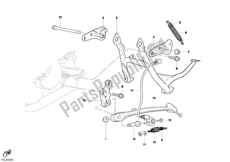 Tutte le parti per il Cavalletto Laterale del Ducati Sport ST2 944 2003