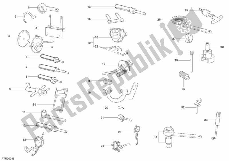Tutte le parti per il Attrezzi Di Servizio Dell'officina, Motore del Ducati Sport ST2 944 2003