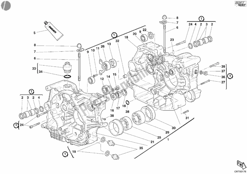 Todas las partes para Caja Del Cigüeñal de Ducati Sport ST3 1000 2004