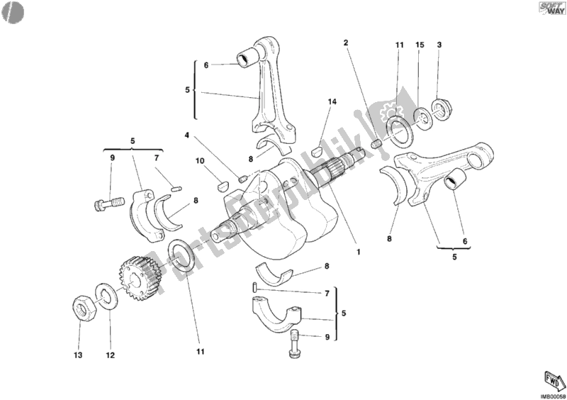 Tutte le parti per il Albero A Gomiti del Ducati Sport ST3 1000 2004