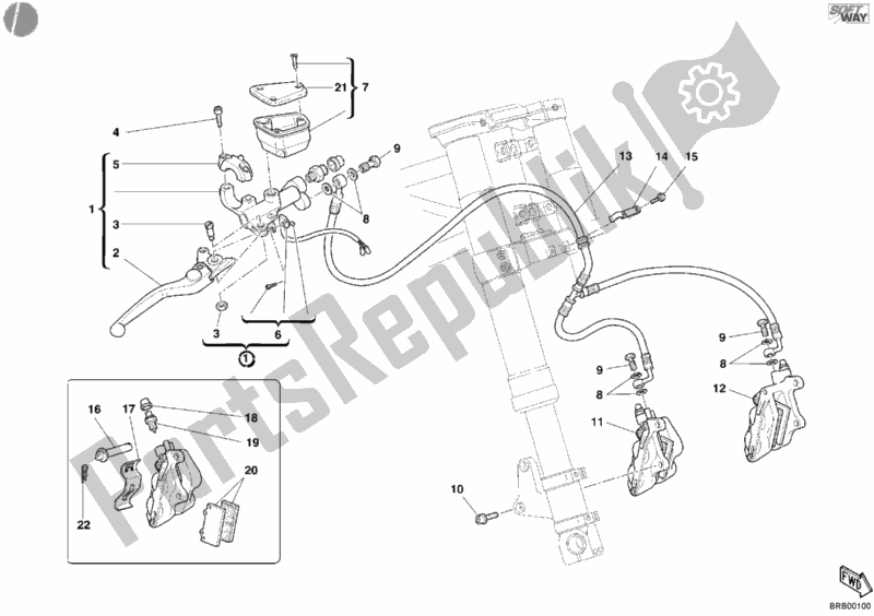 Todas las partes para Sistema De Freno Delantero de Ducati Sport ST3 1000 2004
