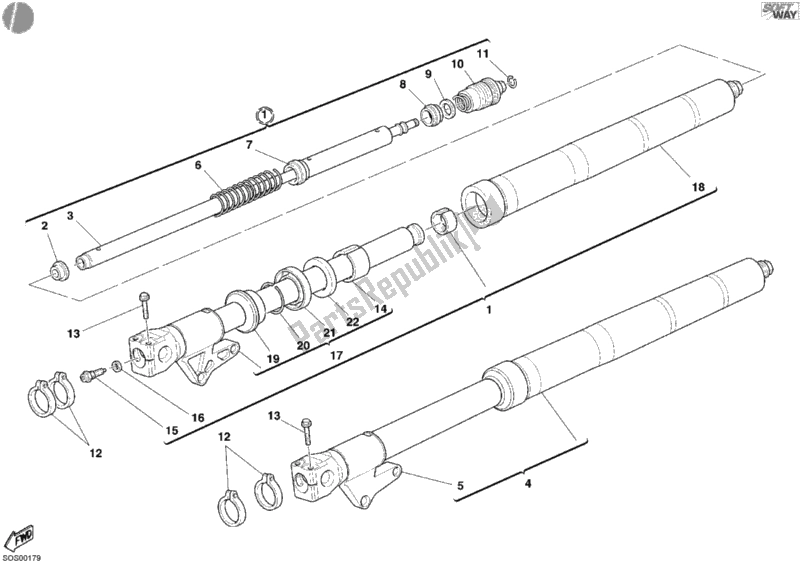 Todas las partes para Tenedor Frontal de Ducati Sport ST3 1000 2004