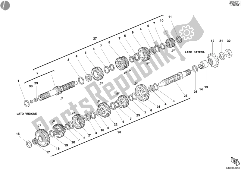 Tutte le parti per il Riduttore del Ducati Sport ST3 1000 2004