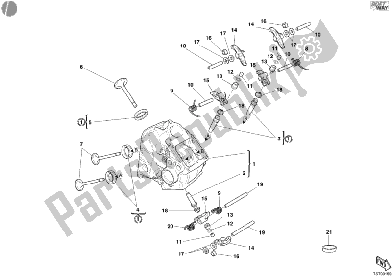 Todas las partes para Culata Horizontal de Ducati Sport ST3 1000 2004