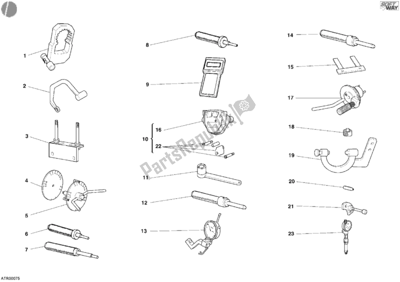Todas as partes de Ferramentas De Serviço De Oficina, Motor do Ducati Sport ST3 1000 2004 Todas as partes de Ferramentas De Serviço De Oficina, Motor do Ducati Sport ST3 1000 2004