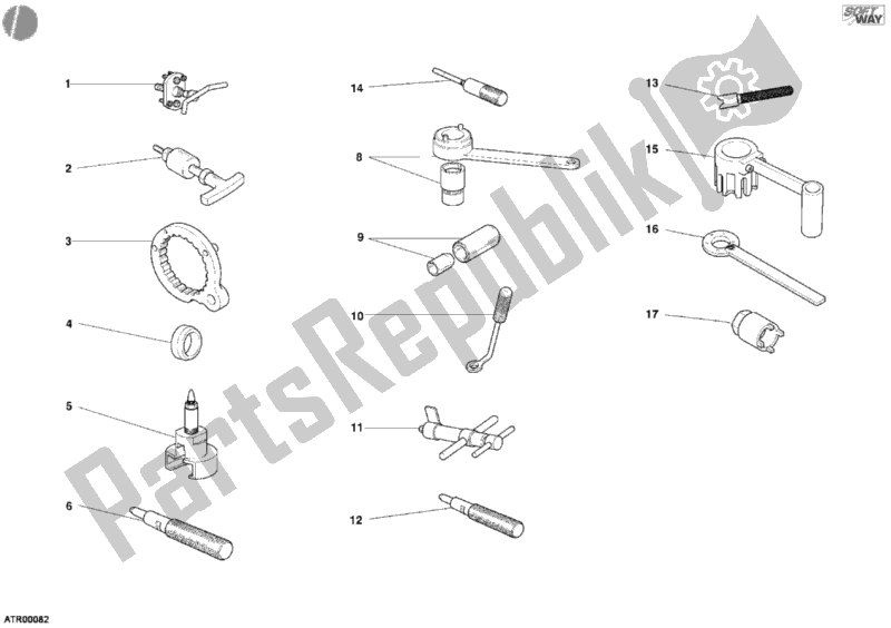 Alle onderdelen voor de 01a - Werkplaatsgereedschap, Motor van de Ducati Sport ST3 1000 2005